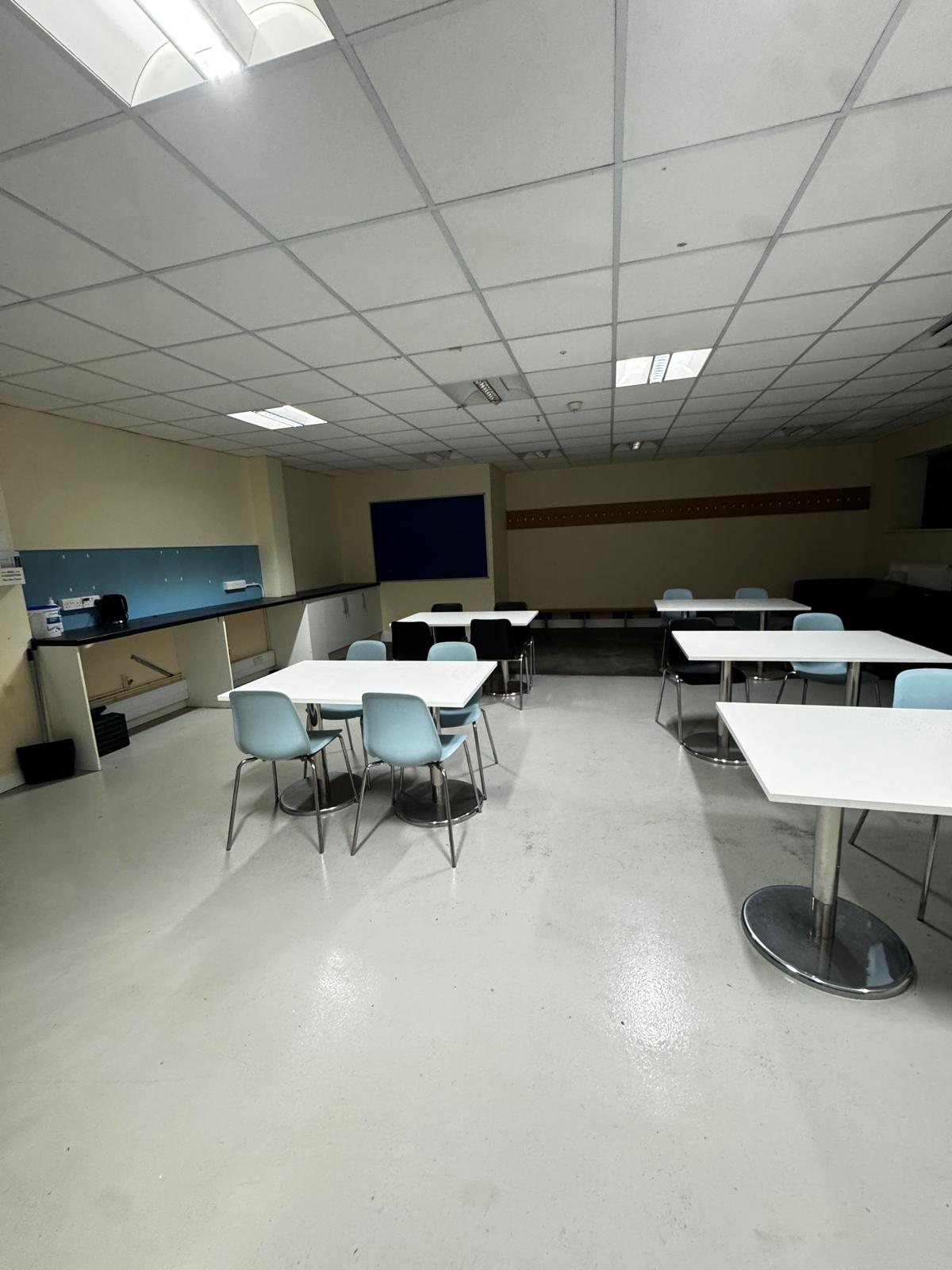 After — the canteen floor following cleaning